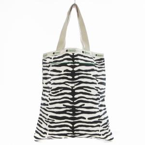 LesportSAC MUVEIL トートバッグ スクエア型 アニマル柄 プリント ゼブラ柄 鞄 黒 白 ブラック ホワイト