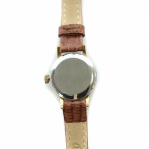 OMEGA GENEVE ジャンク品 腕時計 ウォッチ 自動巻き オートマティック 白文字盤 レザーバンド 茶 ブラウン