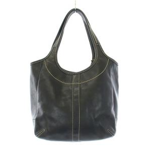 COACH トートバッグ ハンドバッグ レザー 裏地ストライプ チャーム 黒 ブラック 10743