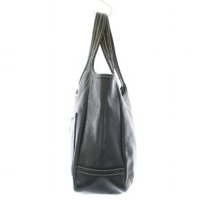 COACH トートバッグ ハンドバッグ レザー 裏地ストライプ チャーム 黒 ブラック 10743