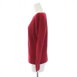 OLD ENGLAND ニット セーター 長袖 ボートネック リブ ウール カシミヤ 36 M 赤 レッド