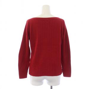 OLD ENGLAND ニット セーター 長袖 ボートネック リブ ウール カシミヤ 36 M 赤 レッド