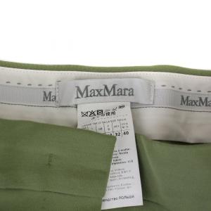 Max Mara スラックスパンツ ジップフライ ナイロン 44 L 緑 グリーン