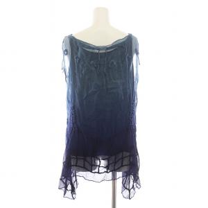 HaaT イッセイミヤケ カットソー ノースリーブ シアー グラデーション インナータンク付き 2 M 青 ブルー HA51FJ600