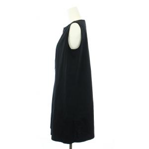 JIL SANDER ワンピース フレア ひざ丈 ノースリーブ ボートネック コットン 黒 ブラック /KU BM