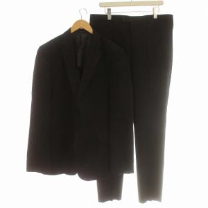 スーツ セットアップ ウール ジャケット 背抜き パンツ 52 L相当 黒 ブラック /G BM