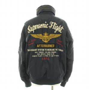 AVIREX ブルゾン ミリタリージャケット MA-1 中綿ジャケット アウター ロゴ刺繍 バック刺繍 ウール混 M 紺 ネイビー 6182143