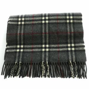 BURBERRY LONDON マフラー フリンジ カシミヤ ノバチェック グレー 黒 ブラック