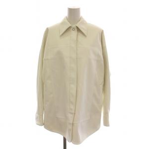 Vegan leather shirt jacket シャツ ジャケット フェイクレザー アウター XS アイボリー 白 E221-2504VPL