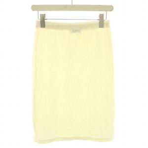 FENDI スカート ひざ丈 タイト ロゴ 総柄 コットン イージー M 白 ホワイト