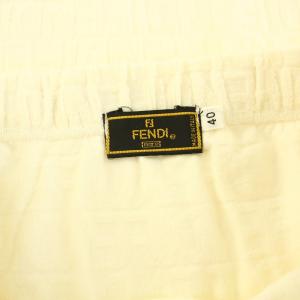 FENDI スカート ひざ丈 タイト ロゴ 総柄 コットン イージー M 白 ホワイト