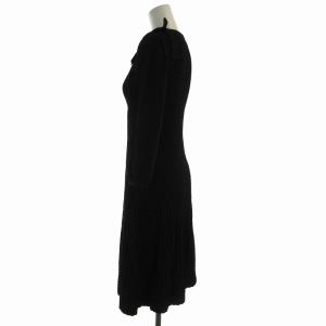 M'S GRACY ニット ワンピース 七分袖 クルーネック りぼん ひざ丈 38 黒