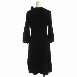 M'S GRACY ニット ワンピース 七分袖 クルーネック りぼん ひざ丈 38 黒