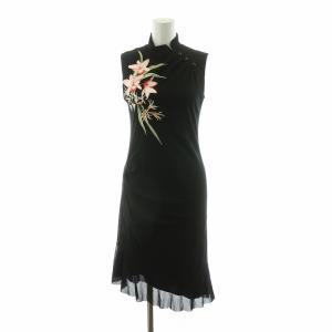 ノースリーブワンピース アシンメトリー 0 ブラック 016-240017