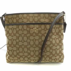 アウトライン ショルダーバッグ シグネチャー キャンバス ロゴチャーム 茶 ブラウン ベージュ F58285