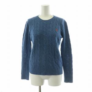 ニット セーター プルオーバー ポニー 長袖 カシミヤ混 XS ブルー 0200011586