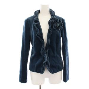 テーラードジャケット ベロア コサージュ付き アウター 40 青 FJ-524560 /YM