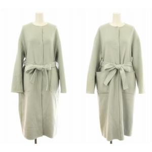 リバーコート 40329760 ノーカラー ロング リバーシブル ウール アンゴラ混 ベルト付き 1 水色