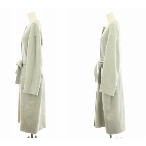 JUSGLITTY リバーコート 40329760 ノーカラー ロング リバーシブル ウール アンゴラ混 ベルト付き 1 水色