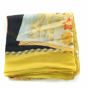 Salvatore Ferragamo スカーフ シルク 花 蝶 黄色 イエロー