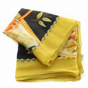 Salvatore Ferragamo スカーフ シルク 花 蝶 黄色 イエロー