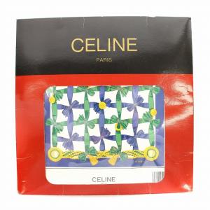 CELINE スカーフ 大判 シルク リボン 青 ブルー /G BM OH