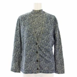 アンサンブル カーディガン 長袖 ニット セーター ハイネック 半袖 M 青 黒 SK4312 /TK