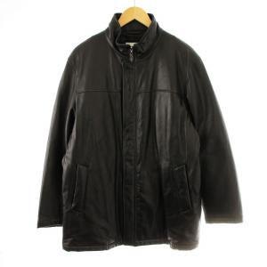 レザー ジャケット 羊革 本革 ハイネック アウター L 黒 4EN9412909 /MM