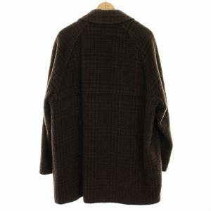 AGNONA モヘアコート アウター 千鳥格子柄 ライナー付き モヘア混 52 茶 ブラウン 黒 ブラック 380310
