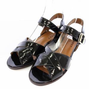 idea サンダル エナメル ストラップ 23.5cm 黒 /TK BM