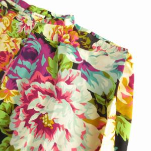 KENZO フレアスカート ミモレ ロング 変形 絹 シルク 花柄 36 マルチカラー /RO BM