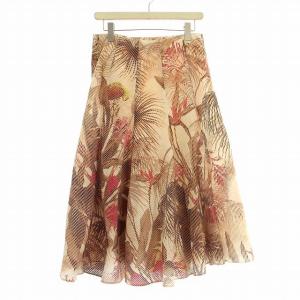 KENZO スカート ボタニカル柄 フレアスカート 40 ベージュ ピンク /G BM