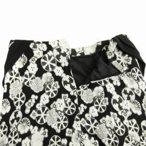 KENZO フレアスカート ミモレ ロング 花柄 刺繍 38 黒 ブラック 白 ホワイト F662JU1995DA