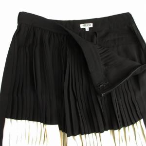 KENZO ショートパンツ ハーフ プリーツ バイカラー 38 黒 ブラック 白 ホワイト /RO BM