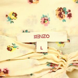 KENZO ニット 半袖 花柄 ドッキング カットソー L アイボリー マルチカラー