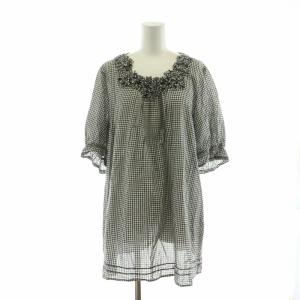 シャツ ブラウス 半袖 チェック 11 ホワイト ブラック P021QFB13 /NQ BM