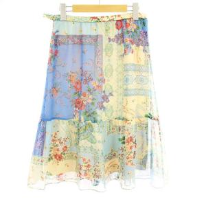 ミニスカート プリーツ 花柄 40 青 21571139 /MM BM