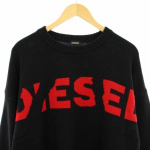DIESEL ニット セーター ロゴ 長袖 L 黒 赤 IT002555 /TK BM