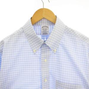 Brooks Brothers ボタンダウンシャツ 長袖 カットソー チェック 175 青 /MM