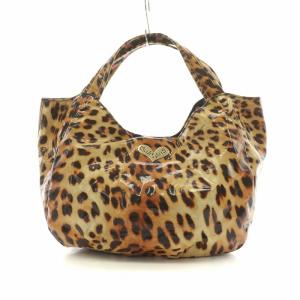 トートバッグ ヒョウ柄 レオパード エナメル ブラウン /NQ MU