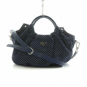 2WAY ショルダーバッグ ハンドバッグ ドット ネイビー /NQ MU