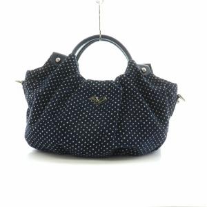 Think Bee 2WAY ショルダーバッグ ハンドバッグ ドット ネイビー /NQ MU