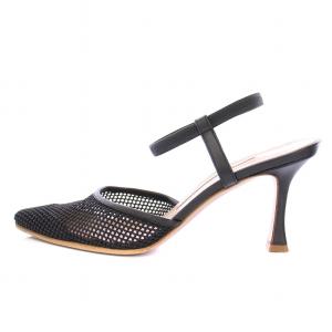 PELLICO ミュール ストラップパンプス アンクル スクエアトゥ チャンキーヒール メッシュ 36 黒 ブラック /BB