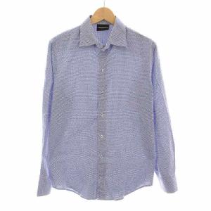 シャツ 総柄 長袖 S 青 /YM MU