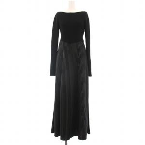 23AW フレアスカートコンビニットワンピース ロング 長袖 F 黒 FWNO234122 /YM BM