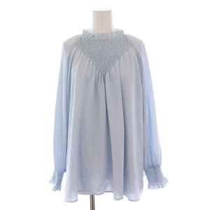 21SS スモッキングブラウス シャツ 長袖 プルオーバー F スカイブルー CWFB214040 /YM