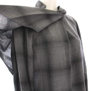 CYCLAS セットアップ 上下 ブラウス 長袖 プリーツスカート ロング チェック 34 グレー /YM BM