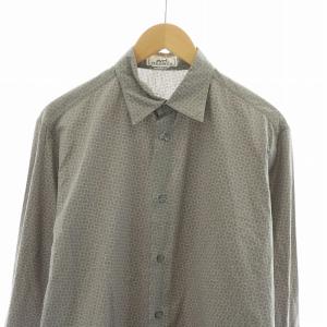 HERMES シャツ 長袖 総柄 40 グレー /NQ MU