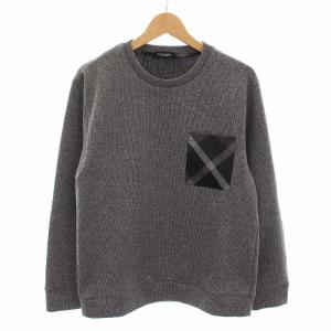 ニット セーター クルーネック 長袖 チェック M グレー 黒 51P26-635-04 /YM MU