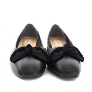 DIANA WELL FIT パンプス チャンキーヒール リボン 21.5cm EE 黒 ブラック YG43623